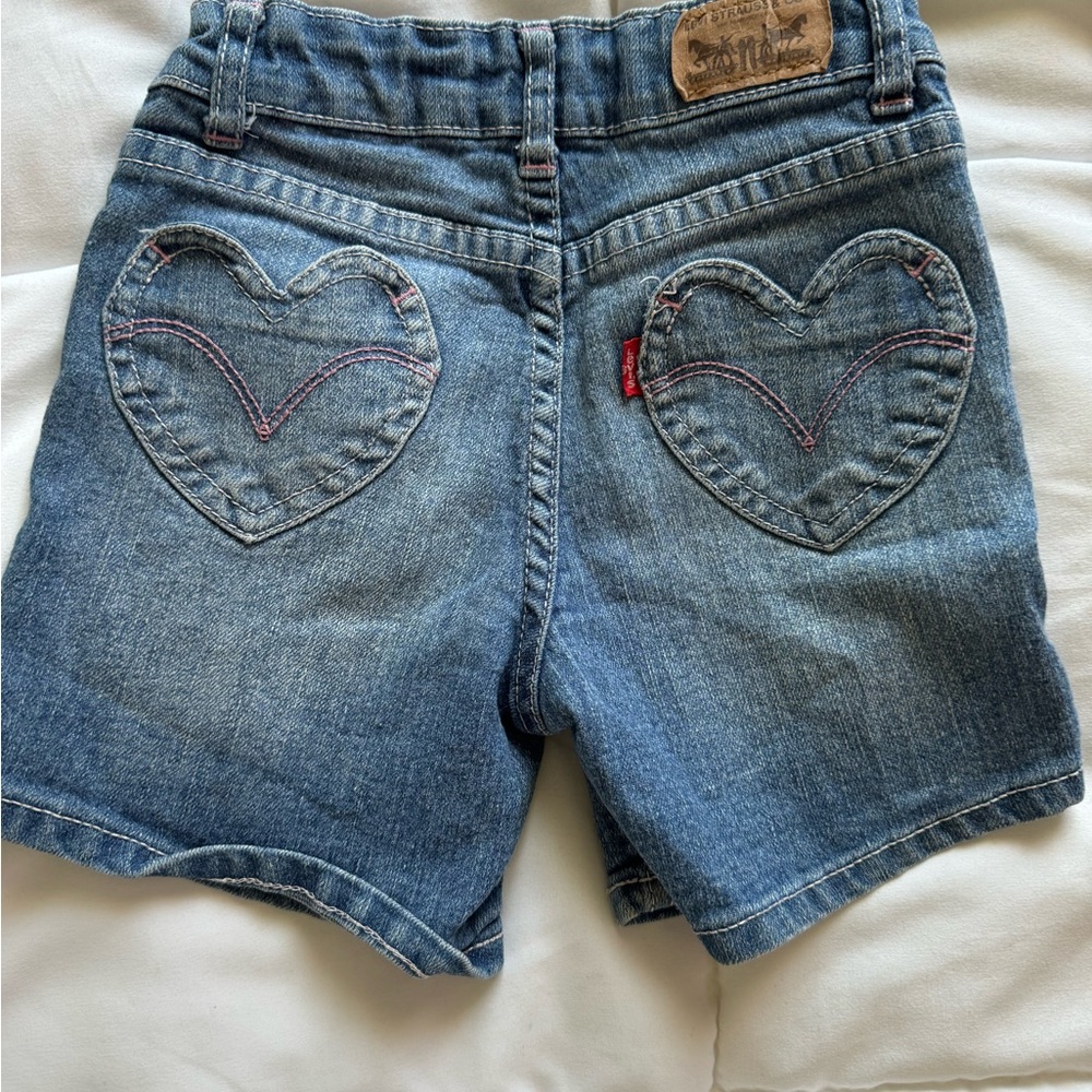 Levi's Blue Denim Kids Shorts with Heart Pockets